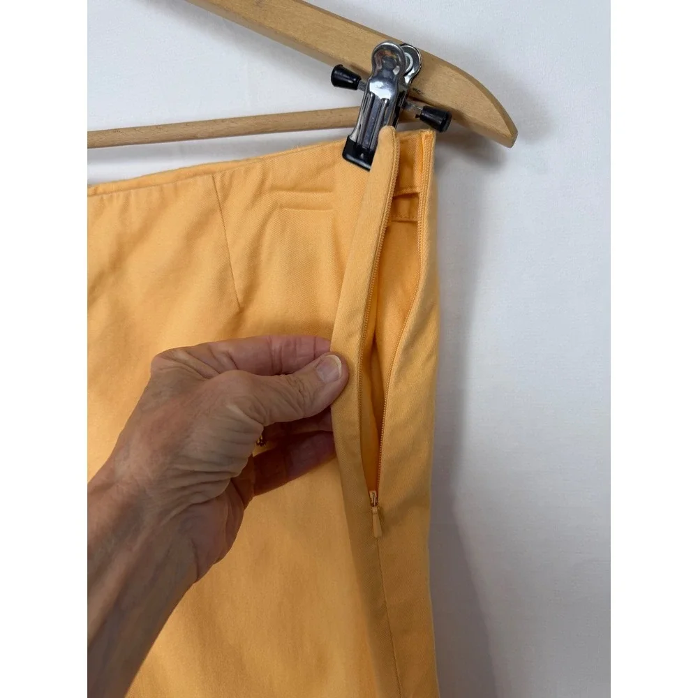 J. Jill Stretch Ankle Pants Womens 8 Yellow Side Zip Cotton Blend Slit Hem